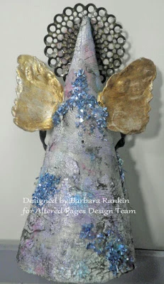 back of angel amde with paper mache clay